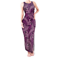 Royal Purple Monstera Tank Maxi Dress Polynesian Tribal Pattern LT01 Women Purple - Polynesian Pride