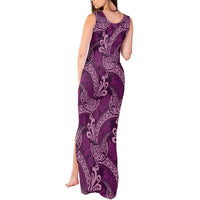 Royal Purple Monstera Tank Maxi Dress Polynesian Tribal Pattern LT01 - Polynesian Pride
