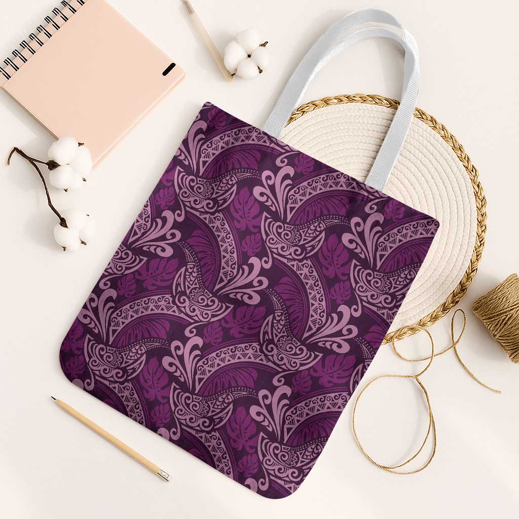 Royal Purple Monstera Tote Bag Polynesian Tribal Pattern - Polynesian Pride