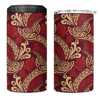 Luxury Red Monstera 4 in 1 Can Cooler Tumbler Polynesian Tribal Pattern LT01 One Size: 16 oz Red - Polynesian Pride