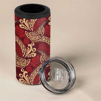 Luxury Red Monstera 4 in 1 Can Cooler Tumbler Polynesian Tribal Pattern LT01 - Polynesian Pride