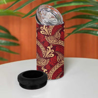 Luxury Red Monstera 4 in 1 Can Cooler Tumbler Polynesian Tribal Pattern LT01 - Polynesian Pride