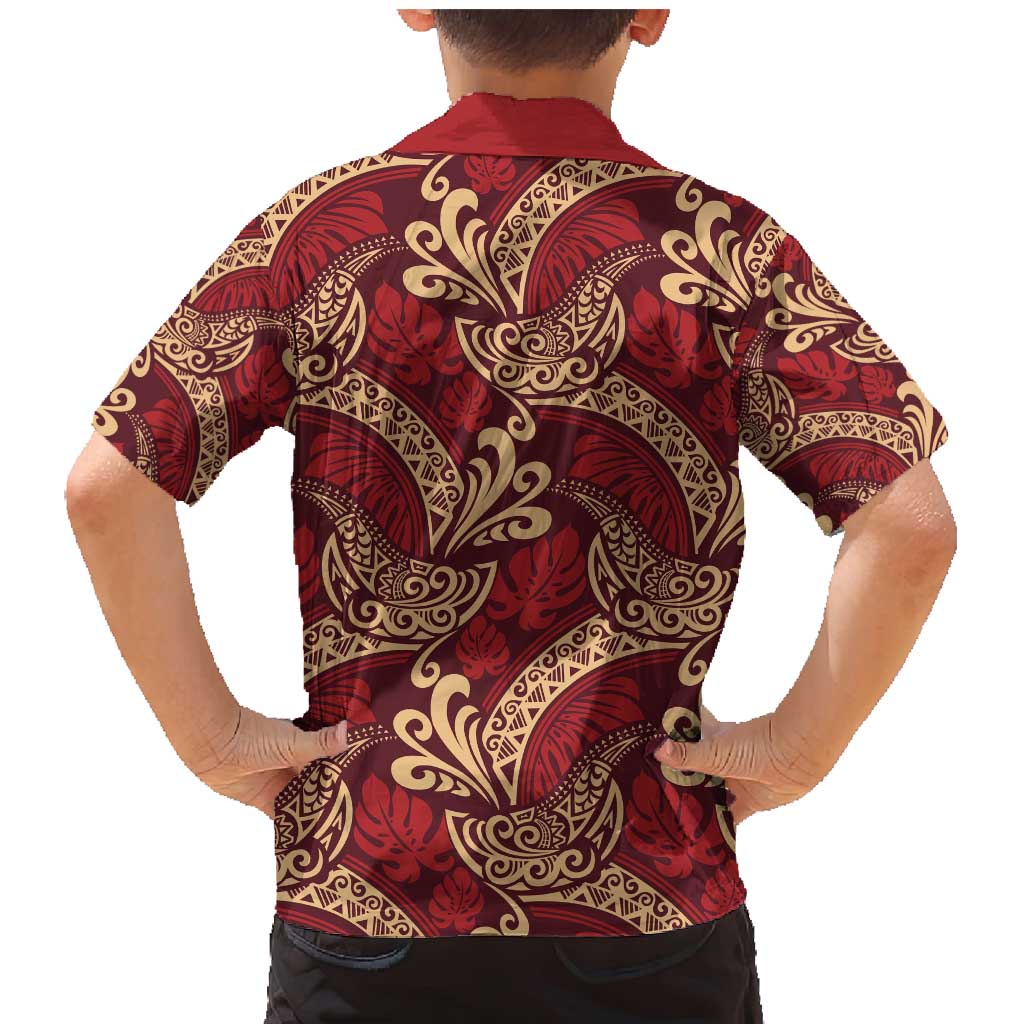 Luxury Red Monstera Family Matching Mermaid Dress and Hawaiian Shirt Polynesian Tribal Pattern LT01 - Polynesian Pride