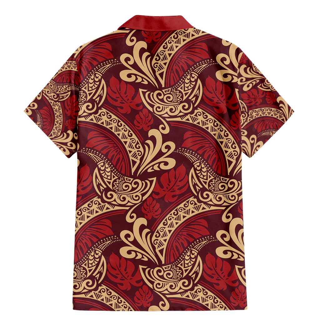 Luxury Red Monstera Family Matching Mermaid Dress and Hawaiian Shirt Polynesian Tribal Pattern LT01 - Polynesian Pride
