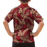 Luxury Red Monstera Family Matching Off The Shoulder Long Sleeve Dress and Hawaiian Shirt Polynesian Tribal Pattern LT01 - Polynesian Pride