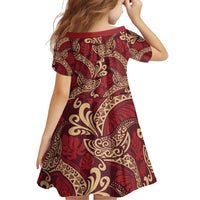 Luxury Red Monstera Family Matching Off Shoulder Short Dress and Hawaiian Shirt Polynesian Tribal Pattern LT01 - Polynesian Pride