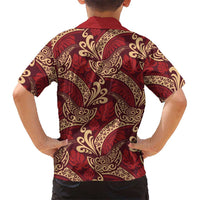 Luxury Red Monstera Kid Hawaiian Shirt Polynesian Tribal Pattern LT01 - Polynesian Pride