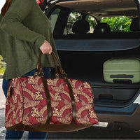 Luxury Red Monstera Travel Bag Polynesian Tribal Pattern - Polynesian Pride