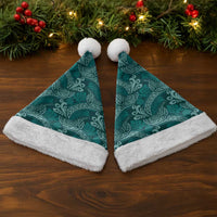 Teal Monstera Christmas Santa Hat Polynesian Tribal Pattern - Polynesian Pride
