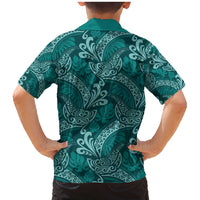 Teal Monstera Family Matching Mermaid Dress and Hawaiian Shirt Polynesian Tribal Pattern LT01 - Polynesian Pride
