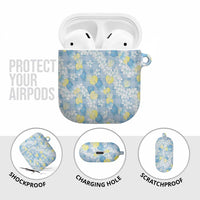 Anthurium Plumeria Lei Pastel AirPods Case Blue Hawaiian Splendid Palaka