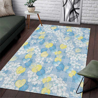 Anthurium Plumeria Lei Pastel Area Rug Blue Hawaiian Splendid Palaka