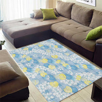 Anthurium Plumeria Lei Pastel Area Rug Blue Hawaiian Splendid Palaka