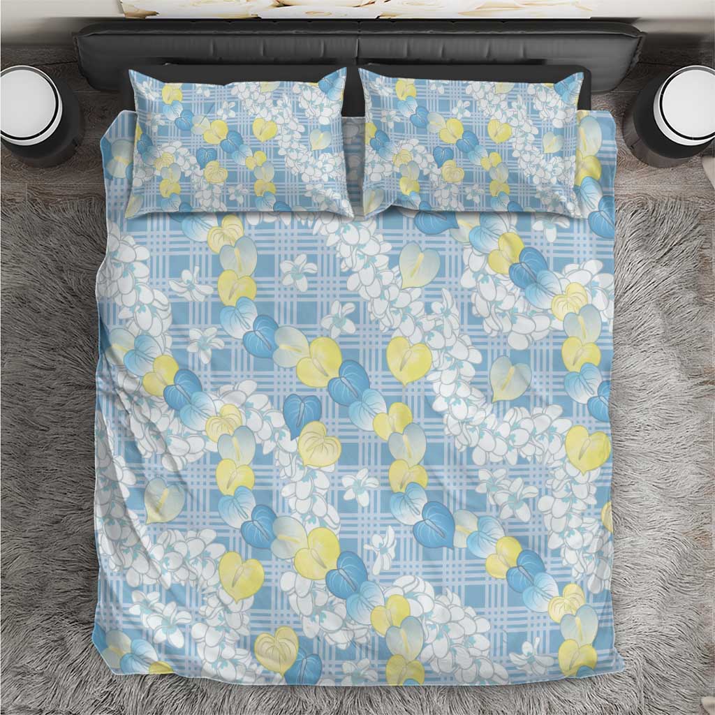 Anthurium Plumeria Lei Pastel Bedding Set Blue Hawaiian Splendid Palaka