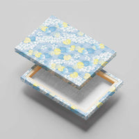 Anthurium Plumeria Lei Pastel Canvas Wall Art Blue Hawaiian Splendid Palaka