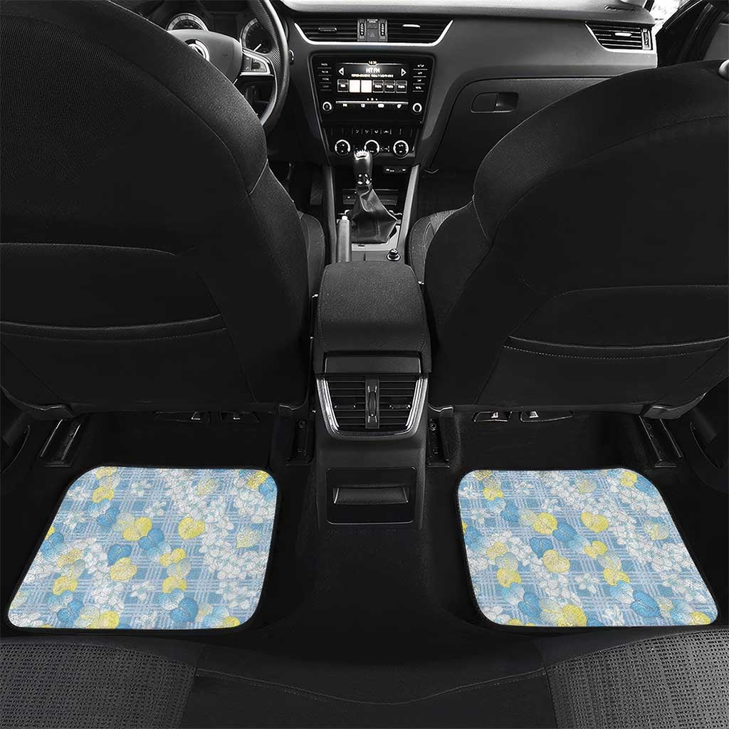 Anthurium Plumeria Lei Pastel Car Mats Blue Hawaiian Splendid Palaka