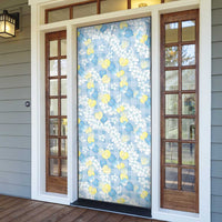 Anthurium Plumeria Lei Pastel Door Cover Blue Hawaiian Splendid Palaka