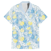 Anthurium Plumeria Lei Pastel Family Matching Short Sleeve Bodycon Dress and Hawaiian Shirt Blue Hawaiian Splendid Palaka LT01 Dad's Shirt - Short Sleeve Blue - Polynesian Pride
