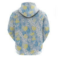 Anthurium Plumeria Lei Pastel Hoodie Blue Hawaiian Splendid Palaka