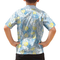 Anthurium Plumeria Lei Pastel Kid Hawaiian Shirt Blue Hawaiian Splendid Palaka LT01 - Polynesian Pride