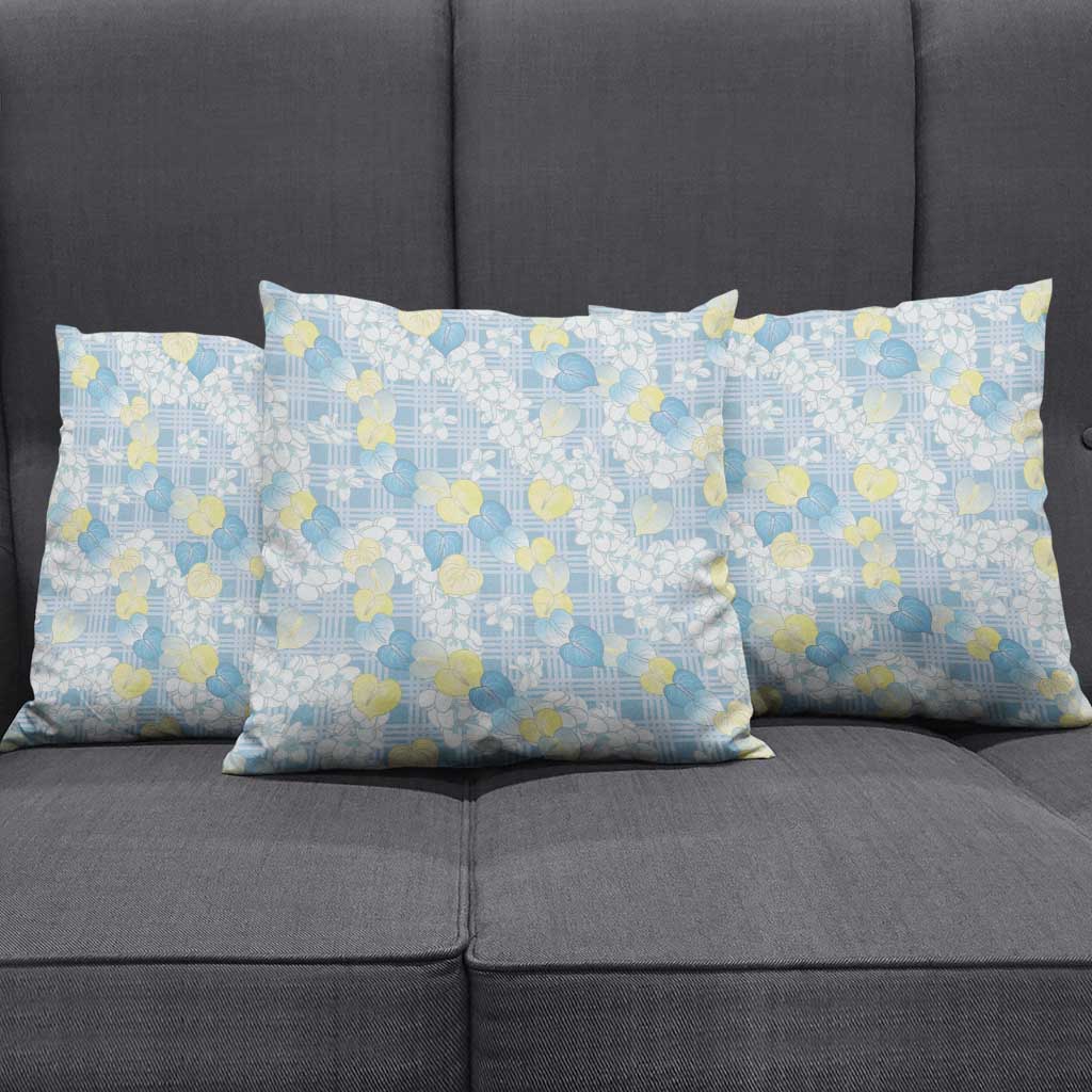 Anthurium Plumeria Lei Pastel Pillow Cover Blue Hawaiian Splendid Palaka
