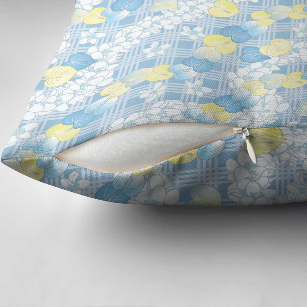 Anthurium Plumeria Lei Pastel Pillow Cover Blue Hawaiian Splendid Palaka