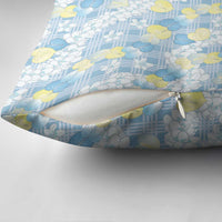 Anthurium Plumeria Lei Pastel Pillow Cover Blue Hawaiian Splendid Palaka