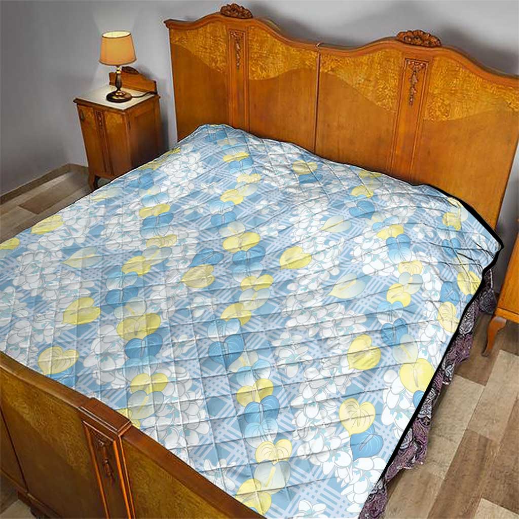 Anthurium Plumeria Lei Pastel Quilt Blue Hawaiian Splendid Palaka