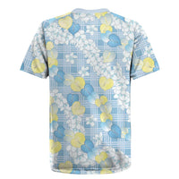 Anthurium Plumeria Lei Pastel Rugby Jersey Blue Hawaiian Splendid Palaka