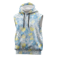 Anthurium Plumeria Lei Pastel Sleeveless Hoodie Blue Hawaiian Splendid Palaka
