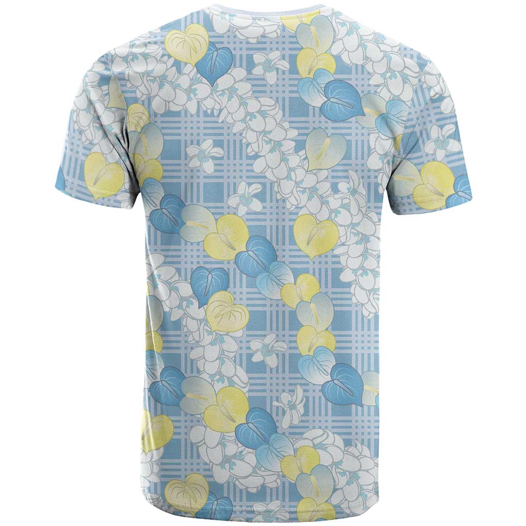 Anthurium Plumeria Lei Pastel T Shirt Blue Hawaiian Splendid Palaka LT01 - Polynesian Pride