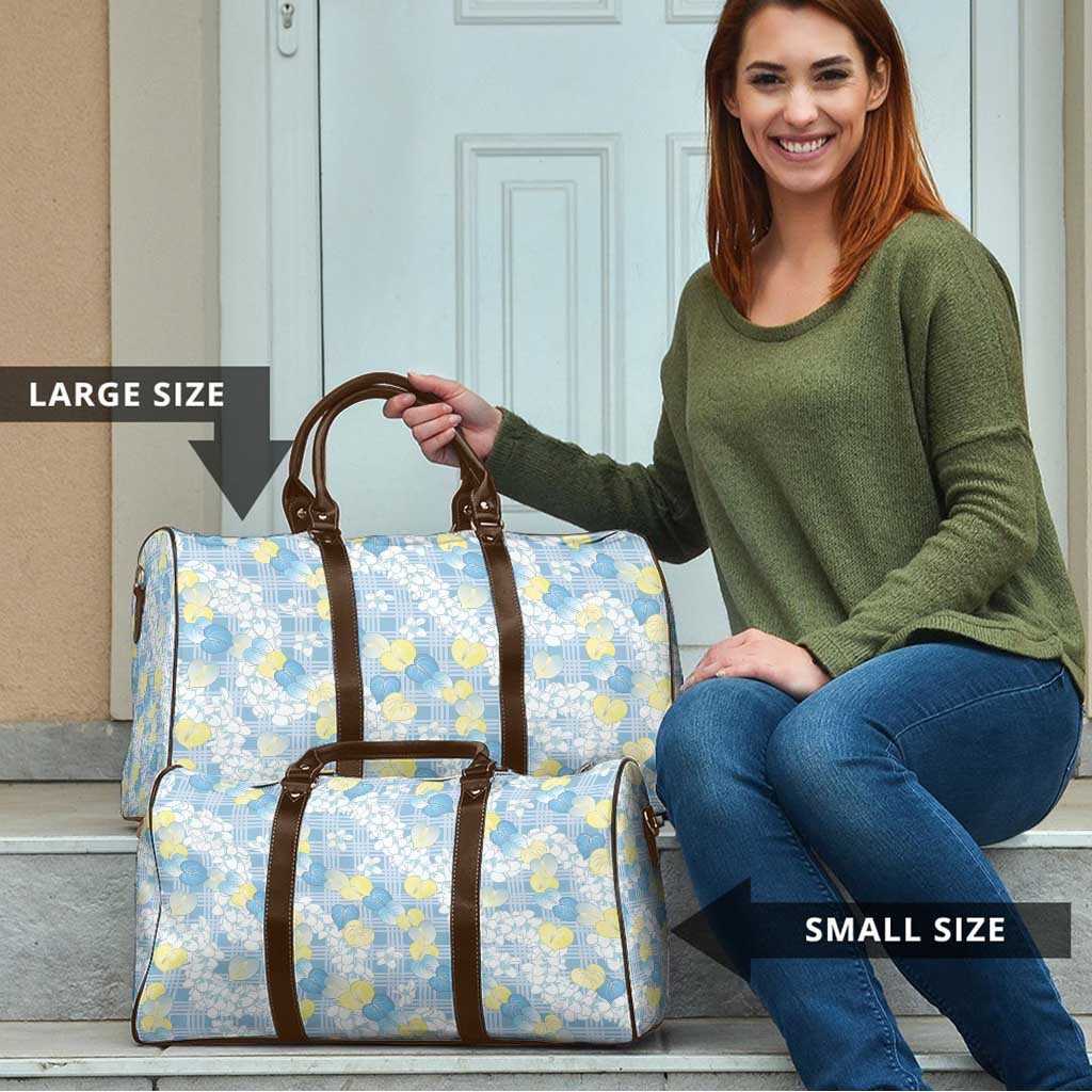Anthurium Plumeria Lei Pastel Travel Bag Blue Hawaiian Splendid Palaka