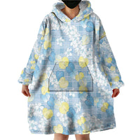 Anthurium Plumeria Lei Pastel Wearable Blanket Hoodie Blue Hawaiian Splendid Palaka