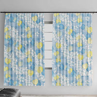 Anthurium Plumeria Lei Pastel Window Curtain Blue Hawaiian Splendid Palaka