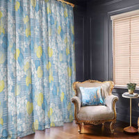 Anthurium Plumeria Lei Pastel Window Curtain Blue Hawaiian Splendid Palaka