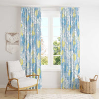 Anthurium Plumeria Lei Pastel Window Curtain Blue Hawaiian Splendid Palaka
