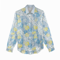 Anthurium Plumeria Lei Pastel Women Casual Shirt Blue Hawaiian Splendid Palaka