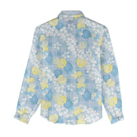 Anthurium Plumeria Lei Pastel Women Casual Shirt Blue Hawaiian Splendid Palaka