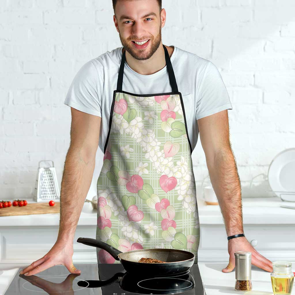 Anthurium Plumeria Lei Pastel Apron Green Hawaiian Splendid Palaka