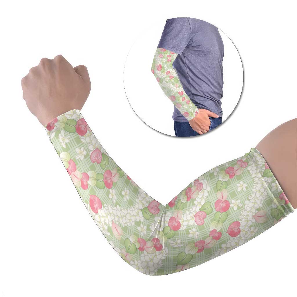 Anthurium Plumeria Lei Pastel Arm Sleeves Green Hawaiian Splendid Palaka