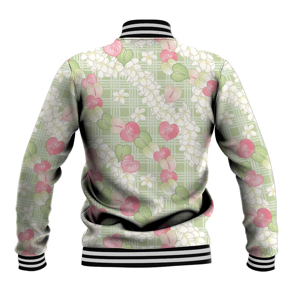 Anthurium Plumeria Lei Pastel Baseball Jacket Green Hawaiian Splendid Palaka