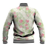 Anthurium Plumeria Lei Pastel Baseball Jacket Green Hawaiian Splendid Palaka