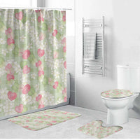 Anthurium Plumeria Lei Pastel Bathroom Set Green Hawaiian Splendid Palaka