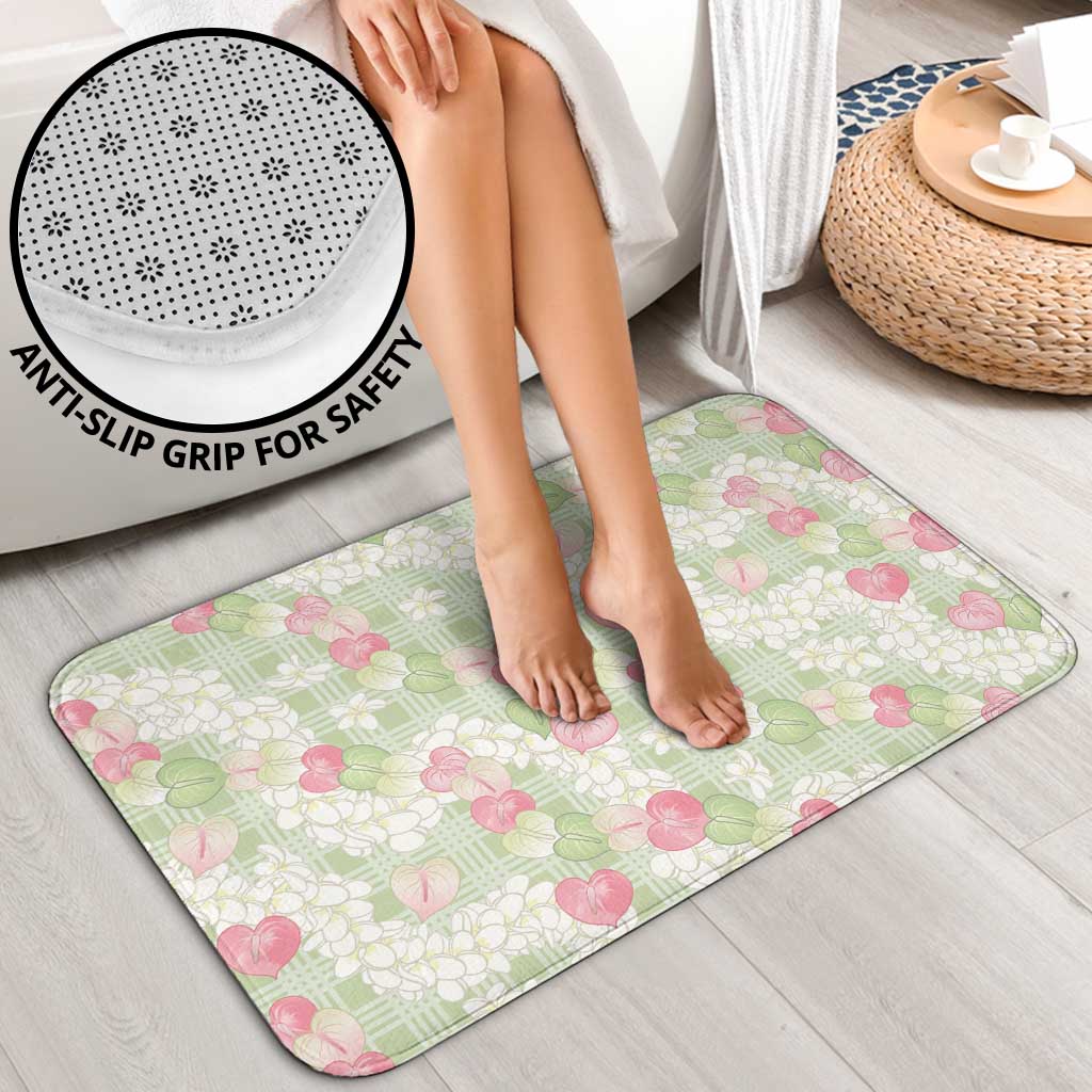Anthurium Plumeria Lei Pastel Bathroom Set Green Hawaiian Splendid Palaka