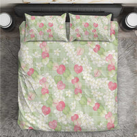 Anthurium Plumeria Lei Pastel Bedding Set Green Hawaiian Splendid Palaka