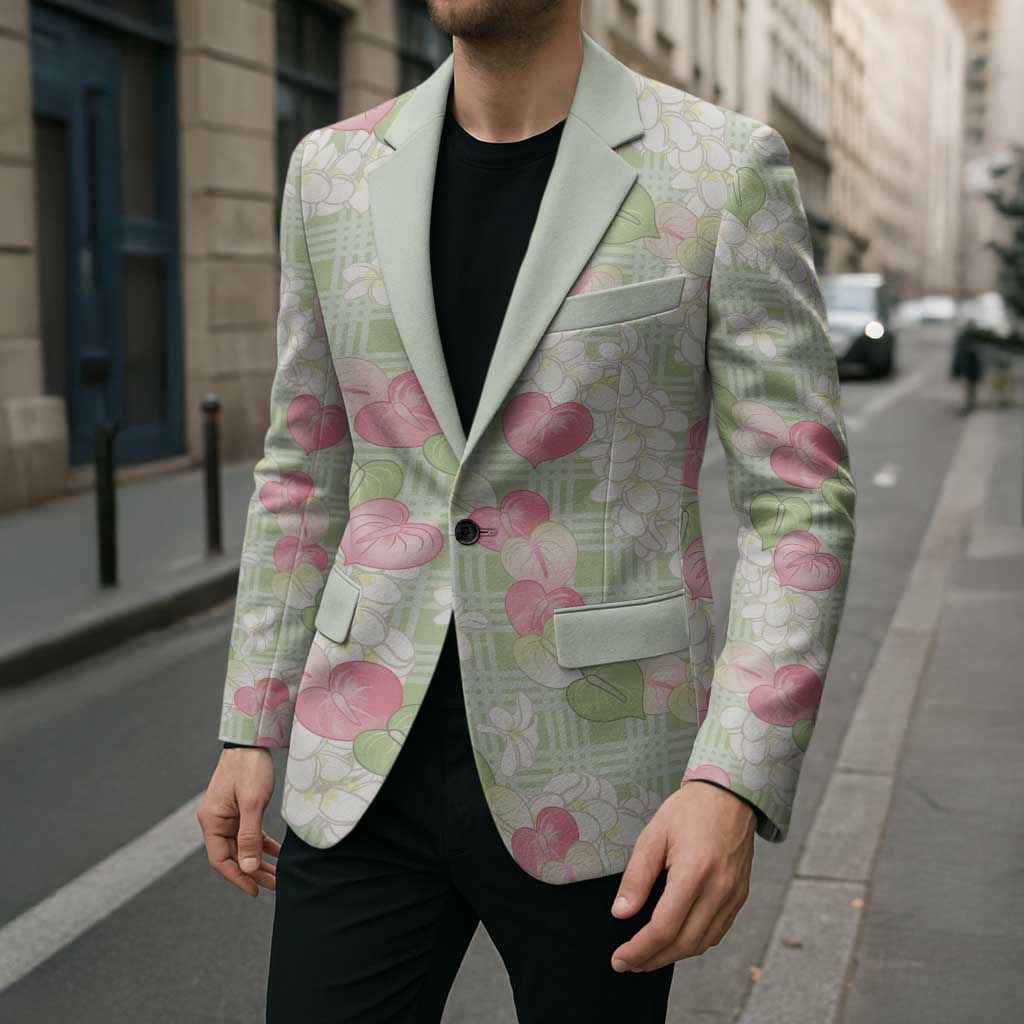 Anthurium Plumeria Lei Pastel Blazer Green Hawaiian Splendid Palaka
