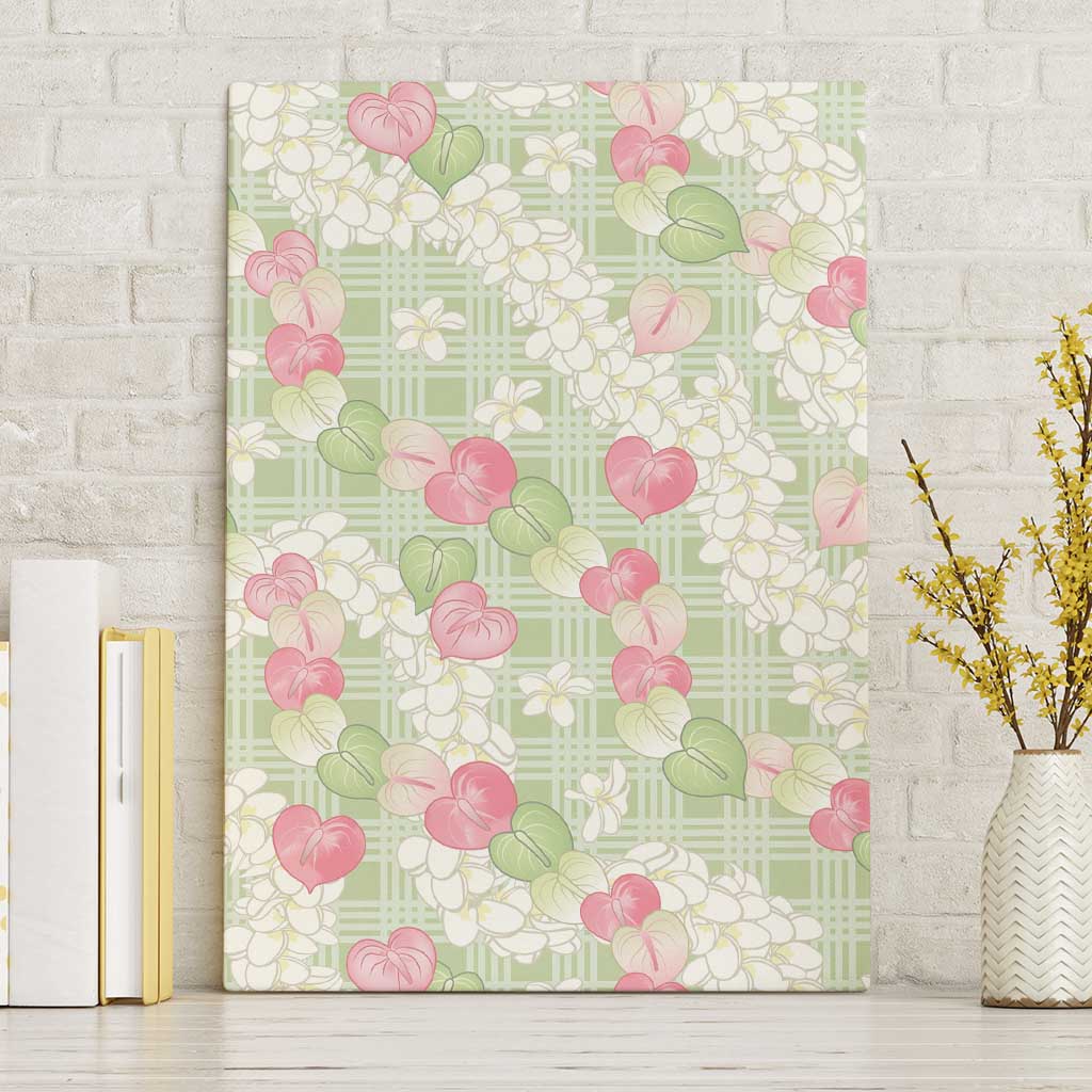 Anthurium Plumeria Lei Pastel Canvas Wall Art Green Hawaiian Splendid Palaka LT01 Without Frame Green - Polynesian Pride
