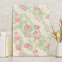 Anthurium Plumeria Lei Pastel Canvas Wall Art Green Hawaiian Splendid Palaka LT01 Without Frame Green - Polynesian Pride