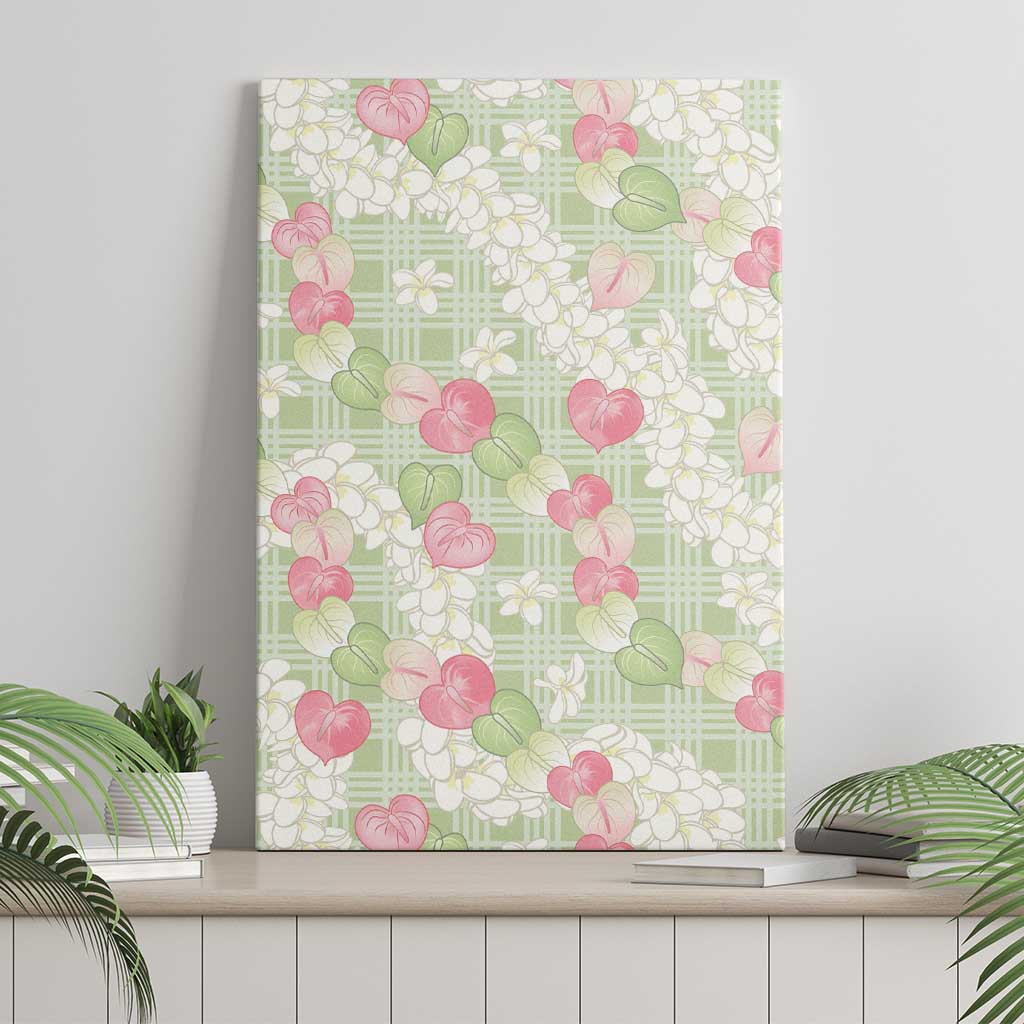 Anthurium Plumeria Lei Pastel Canvas Wall Art Green Hawaiian Splendid Palaka LT01 - Polynesian Pride