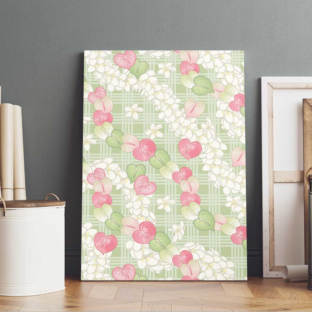 Anthurium Plumeria Lei Pastel Canvas Wall Art Green Hawaiian Splendid Palaka LT01 - Polynesian Pride
